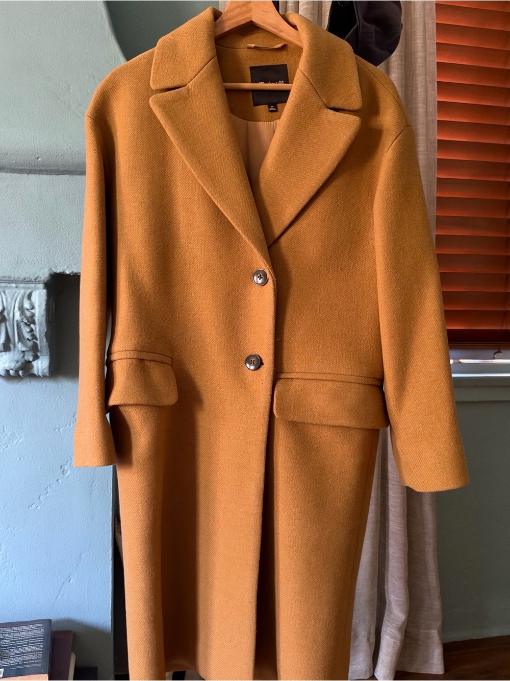 Madewell Tan Wool-Blend Cocoon Pea Coat